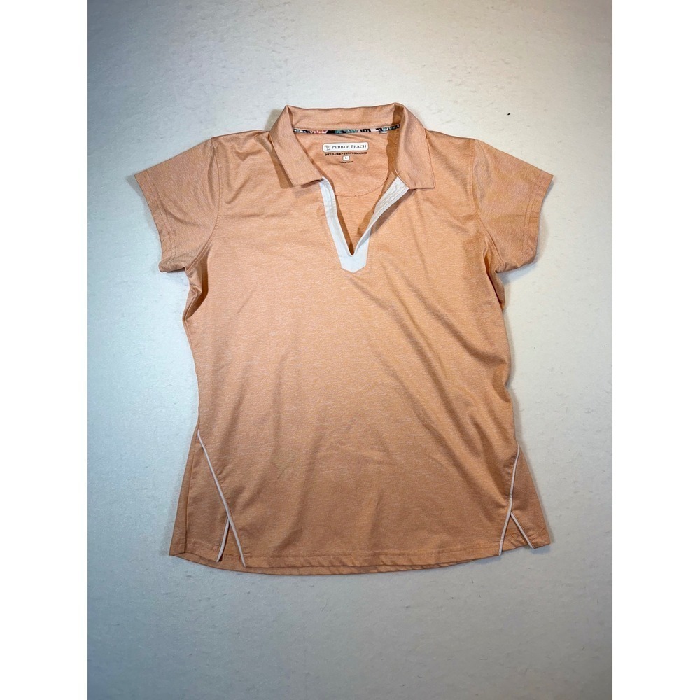 Pebble Beach Women's Dry Luxe Performance Polo Shirt Coral Orange Size L